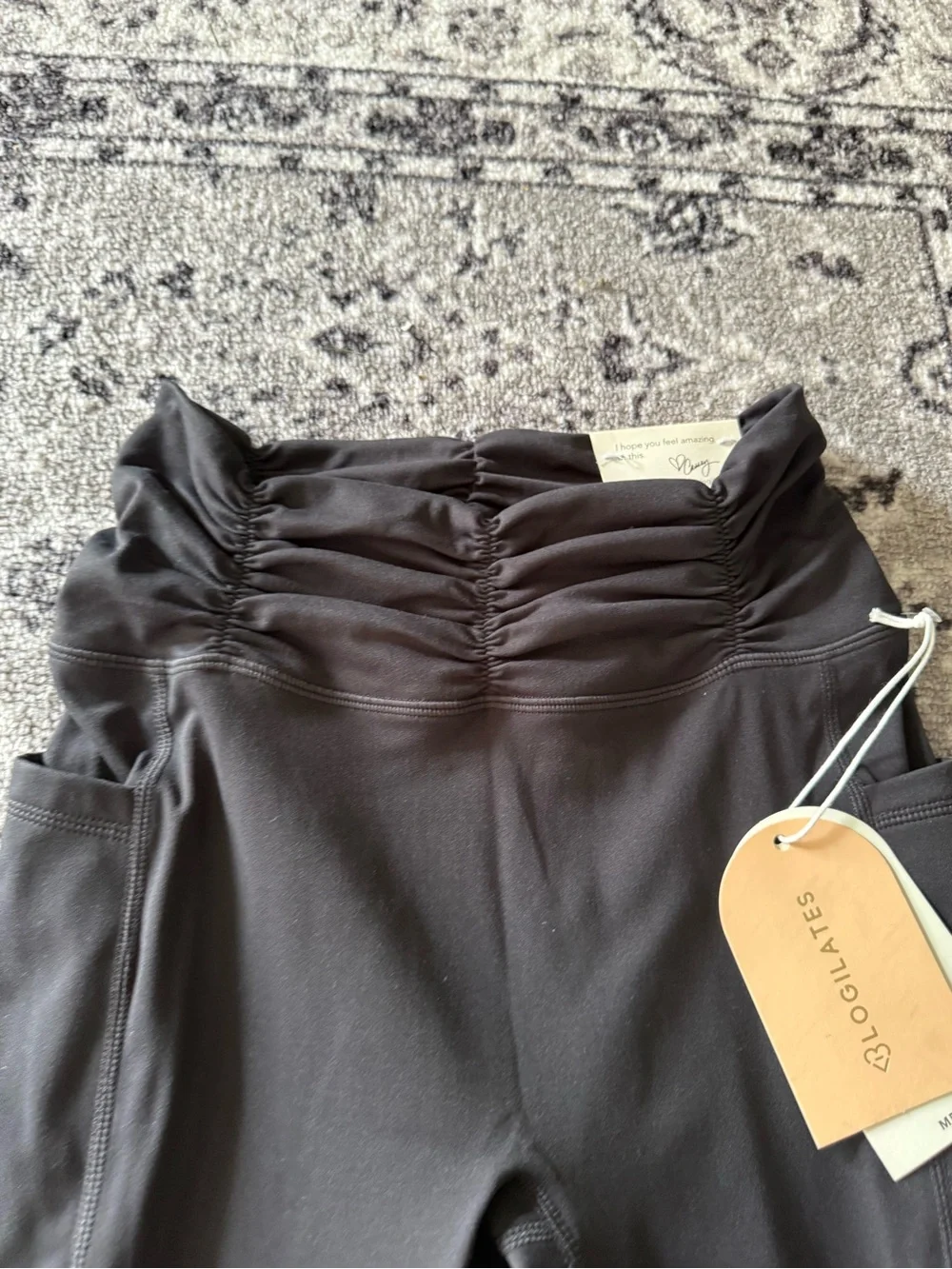 Blogilates Women Ruched Waist Leggings Black Size Medium NWT